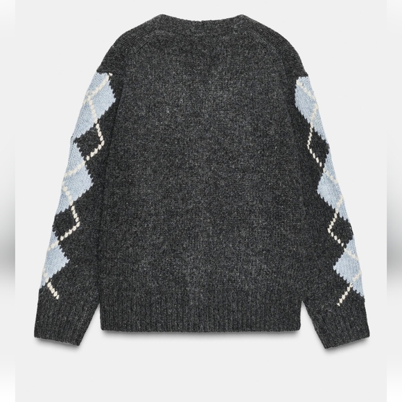 Zara 100% WOOL ARGYLE Cardigan(S) - Picture 2 of 5